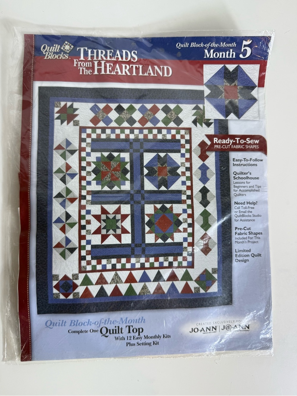 Vtg Joann Quilt Blocks Kit Month 5 Threads From The Heartland Country NEW